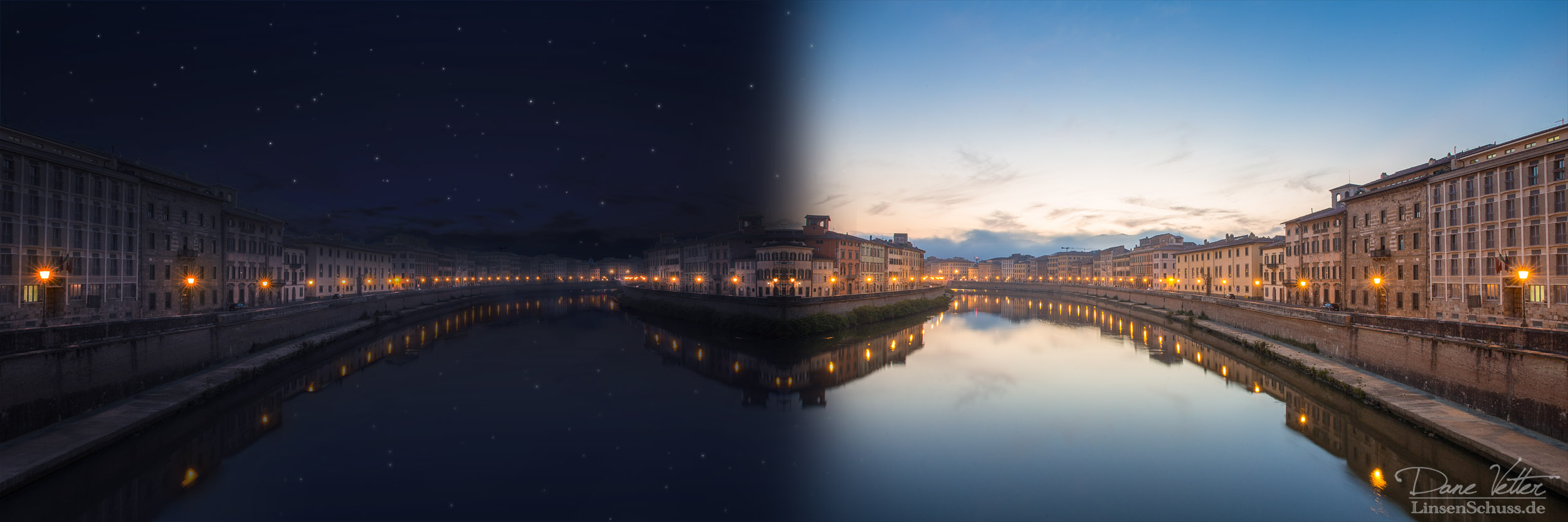 Pisa from Night to Morning